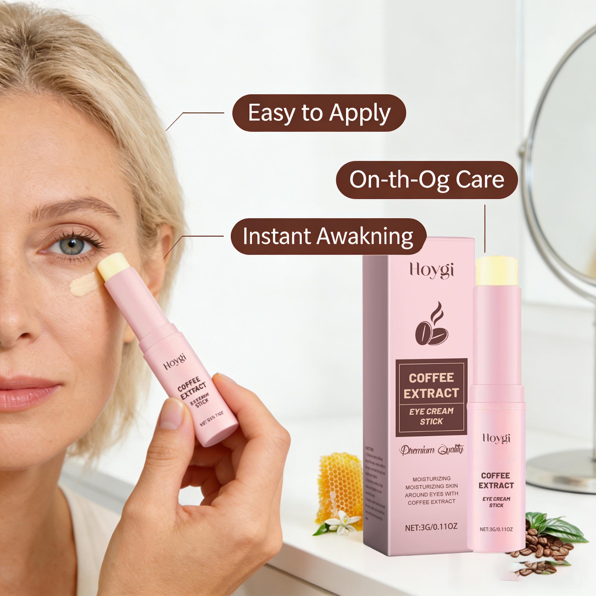 Caffeine Eye Serum - แท่งคาเฟอีนบำรุงรอบดวงตาสูตรน้ำผึ้ง ช่วยเติมความชุ่มชื้น ลดอาการบวม บำรุงผิวให้กระจ่างใส เรียบเนียน